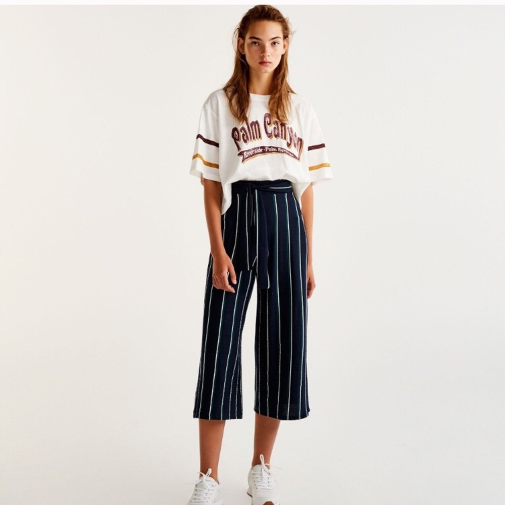 Pull and Bear Striped Cropped Pants